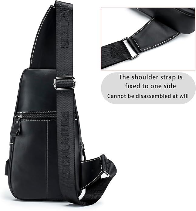 LUKZIJAES Genuine Leather Sling Bag for Men