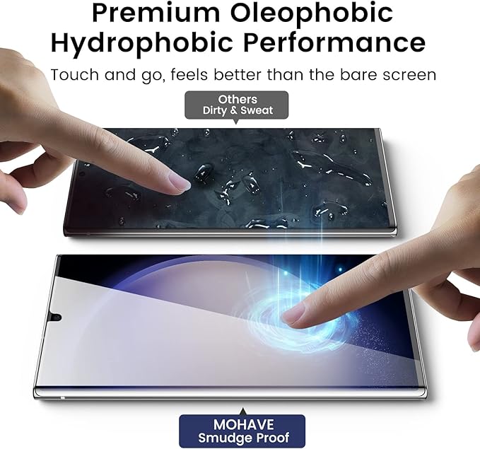 MOHAVE 2 Pack [Auto Alignment/Dust Removal] Privacy Screen Protector for SAMSUNG Galaxy S23 Ultra 5G 6.8″, 3D Curved Anti Spy Private Film, 7H Hybrid Material, 100% Ultrasonic Fingerprint ID