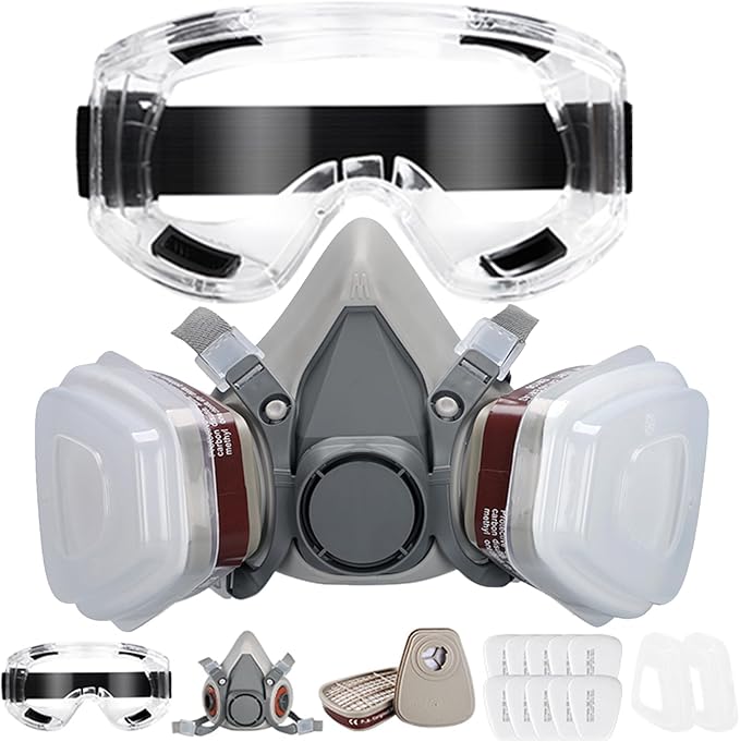 6200 Respirator Mask with Filters, Reusable Anti-fog Glass Gas Mask with Activated Carbon Filters