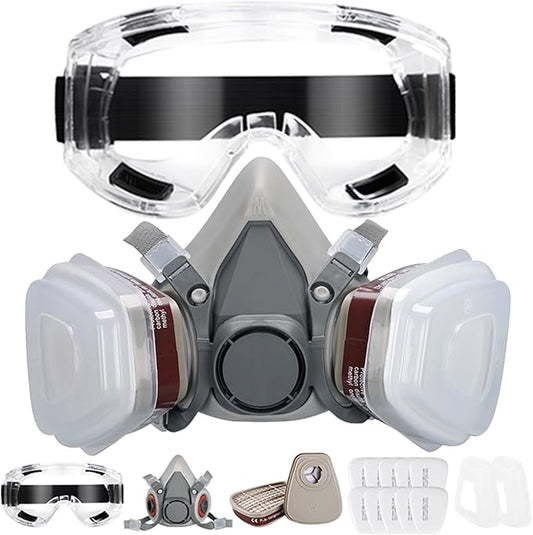 6200 Respirator Mask with Filters, Reusable Anti-fog Glass Gas Mask with Activated Carbon Filters