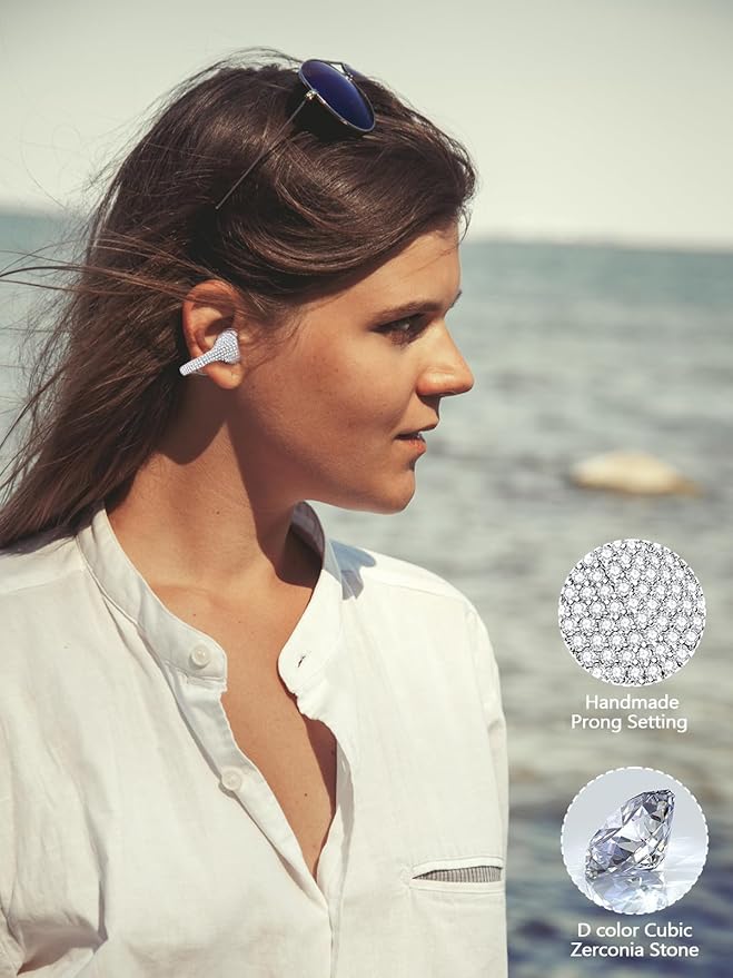 JewelPods C01 Wireless Earbuds,Open Ear Earbuds Jewelry-Inspired Designs Metal Clip-on,Excellent Spatial Audio,Sweat and Water Resistant,72H Play,White Gold