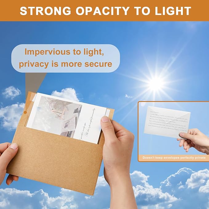 Brown Blank Note Cards and Envelopes 5 x 7 Heavyweight Folded Cardstock and Printable A7 Envelopes Self Seal 20 Packs for Wedding Invitations, Birthday, Graduations, Thank You Cards