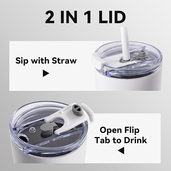 VEGOND 30 oz Insulated Stainless Steel Tumblers with lid and straw Bulk Pack Double Wall Vacuum Coffee Mug with Non-Slip Silicone Base, Sweat Proof Powder Coated Cup for Hot Cold Drinks, White 8Pack