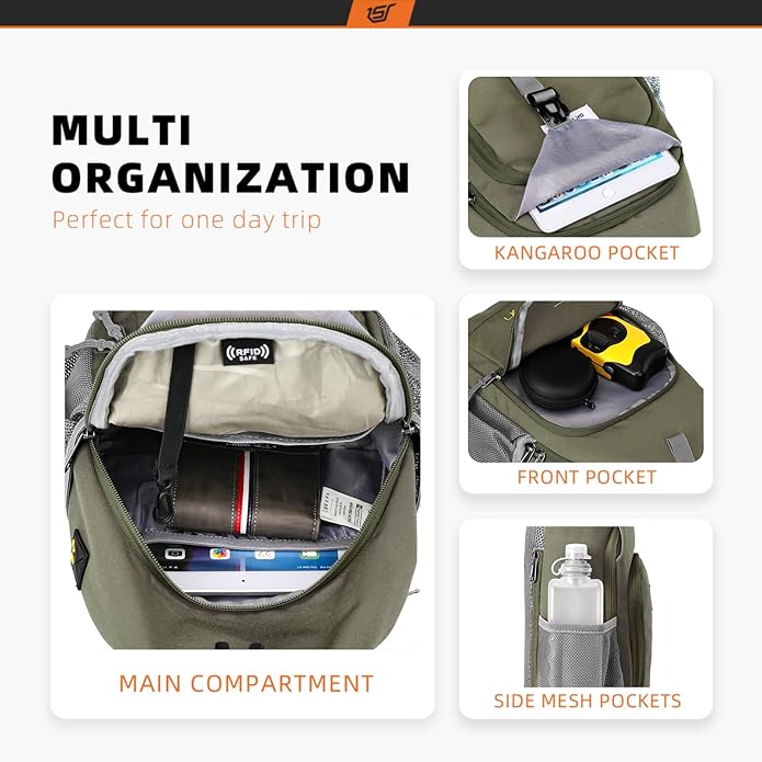 SKYSPER Sling Bag RFID Crossbody Sling Backpack Cross Body Shoulder Bag Travel Hiking Daypack for Women Men