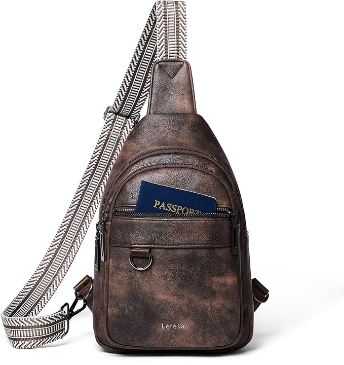 7L Sling Bag for Women Men Vegan Leather Crossbody Bags Fanny Pack Purse Backpack Over Shoulder Bag Travel Anti Theft