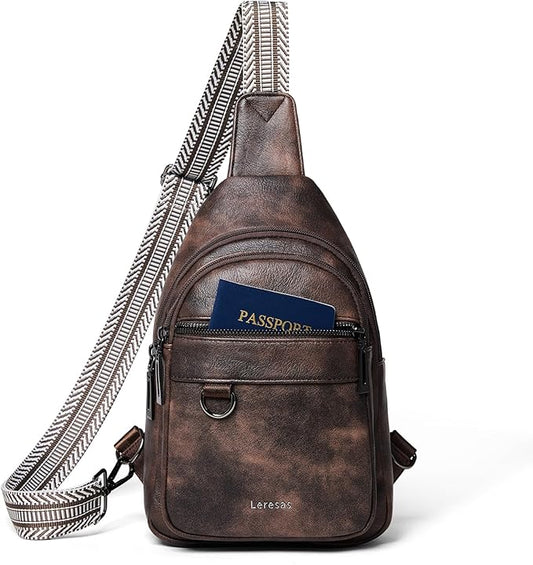 7L Sling Bag for Women Men Vegan Leather Crossbody Bags Fanny Pack Purse Backpack Over Shoulder Bag Travel Anti Theft