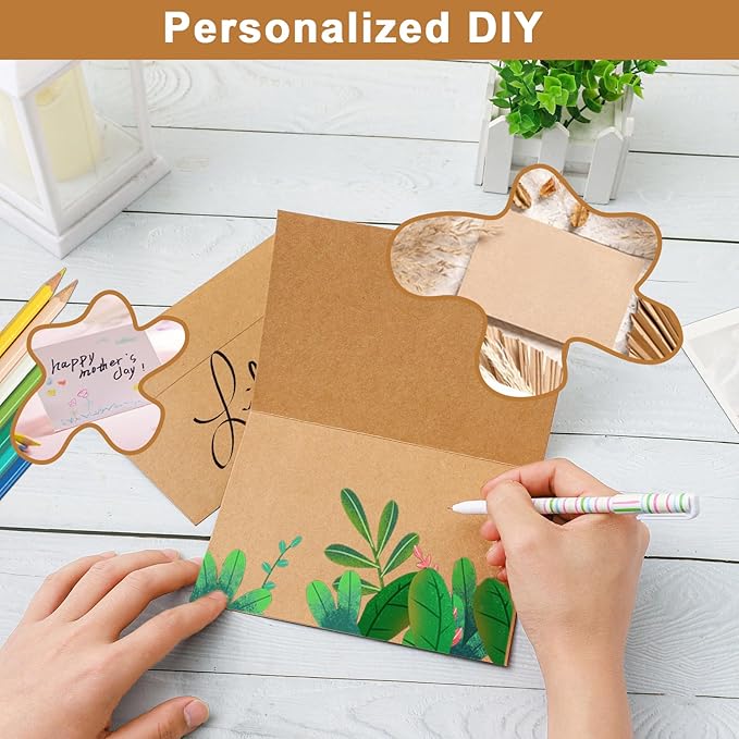 Brown Blank Cards and Envelopes 4 x 6 Heavyweight Folded Cardstock and A4 Envelopes Printable Self Seal 20 Packs for DIY Wedding Invitations, Party, Thank You Cards, Greeting Cards