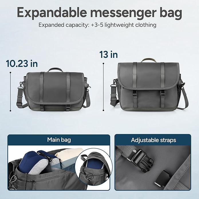 Expandable Messenger Bag Fit 16" Laptop for Men Women Work College Office Computer