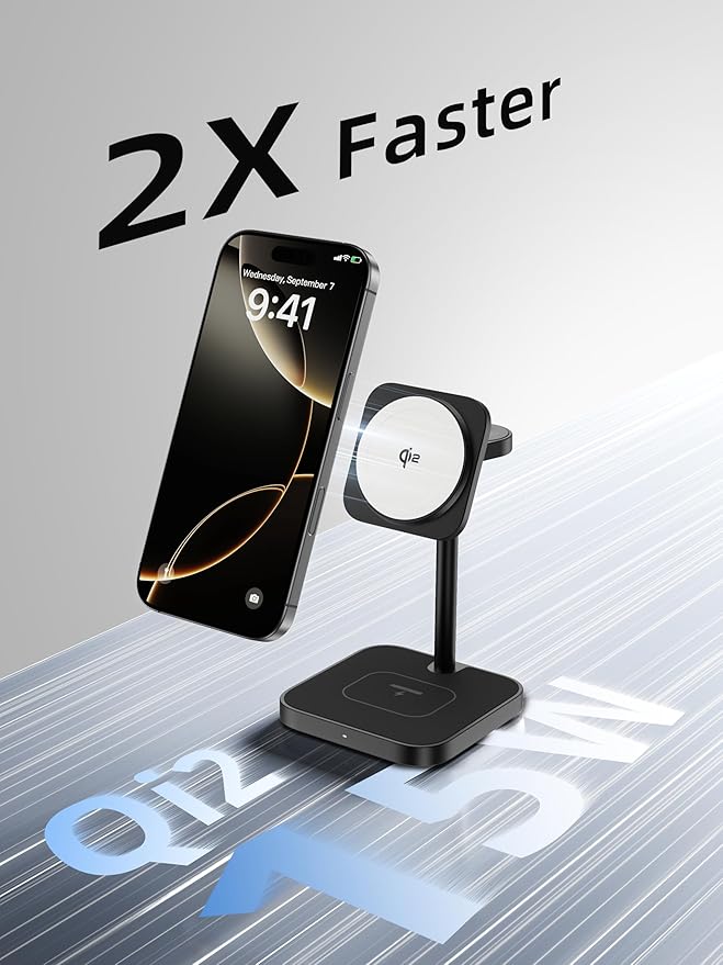 [Qi2 Certified ] LULULOOK 3 in 1 Charging Station with MagSafe, 15W QI2 Wireless Charger Stand Magnetic Charger for iPhone 17/16/15/14/13/12 Series, AirPods Pro/3/4, Apple Watch with 30W PD Adapter