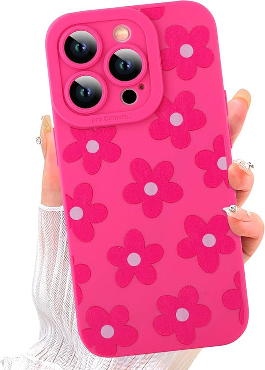 ZIYE for iPhone 13 Pro Case Hot Pink Grids Plaid Checkerboard Pattern Phone Case with Camera Protection,Soft TPU Silicone Rubber Protective Cover Grid Checkered Chess Design Cases
