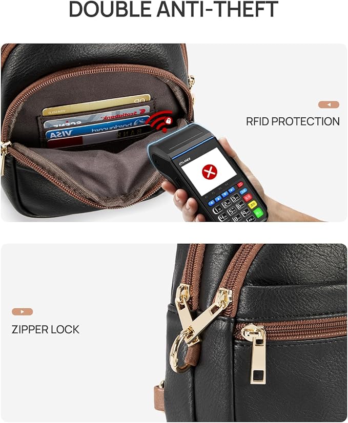 CHOLISS Anti Theft Small Sling Bag for Women and Men RFID Leather Crossbody Bags Fanny Pack Chest Bag Travel Purse Daypacks