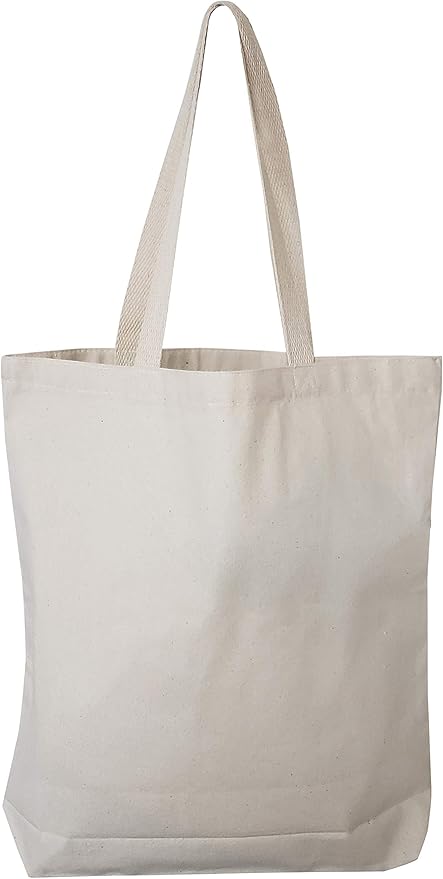 Sturdy Canvas Wholesale Tote Bags with Bottom Gusset 15"W x 16"H x 3"G Blank Totes Great for DIY Painting Printing Embroidery