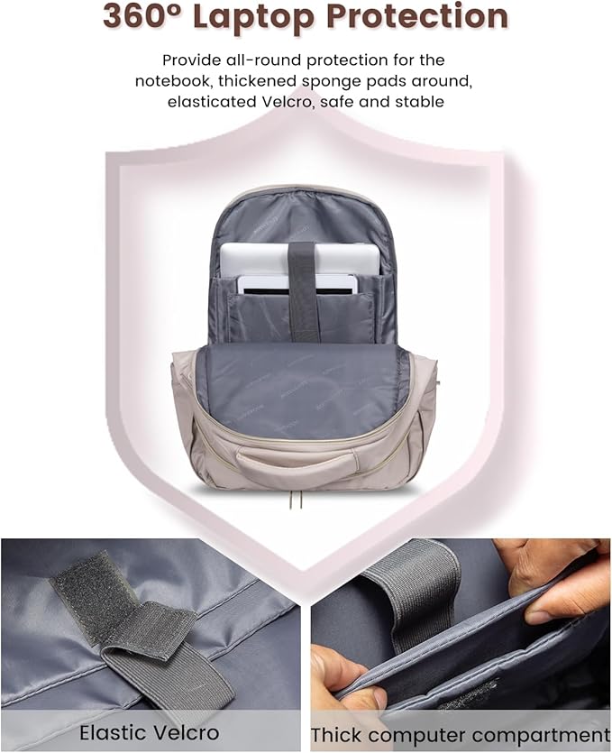 LOVEVOOK Laptop Backpack for Women, Slim Business Laptops Bag with Separate Computer Compartment Stylish Daypack for College Work Travel, Fits 15.6" Laptop