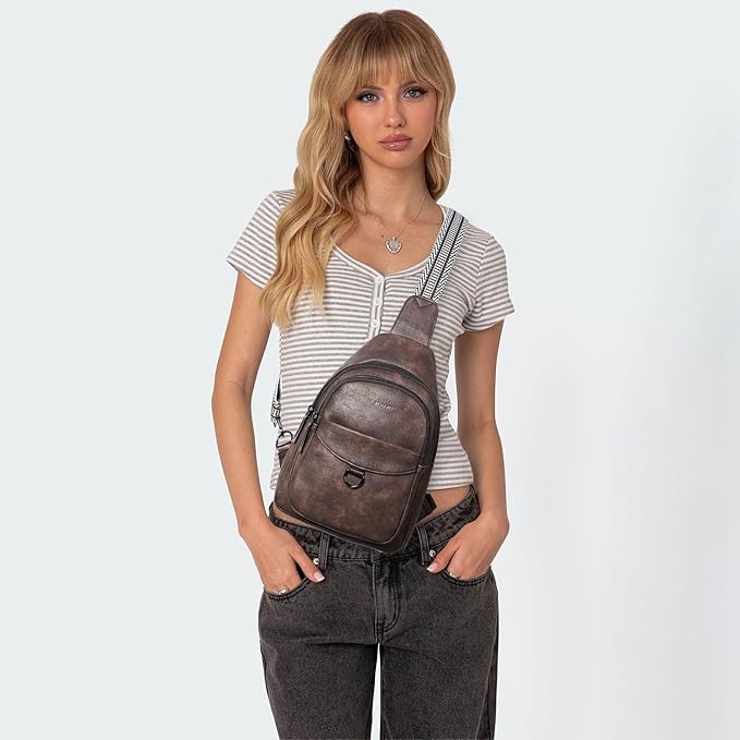 7L Sling Bag for Women Men Crossbody Belt Bag Small Travel Sling Backpack Anti Theft Chest Daypack Purse Faux Leather