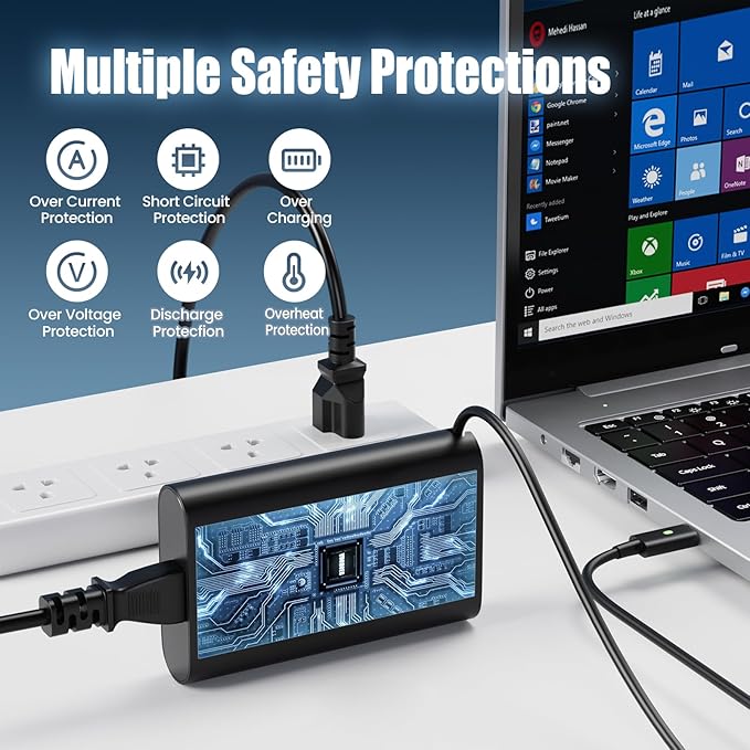 65W/watt Dell USB-C Laptop Charger Slim Power Adapter, for Dell Latitude 5289 5420 5289 5590 7420 7390 7490, Dell XPS 13 9360 9365 9370 9333 9380 Computer AC Adapter Power Cord