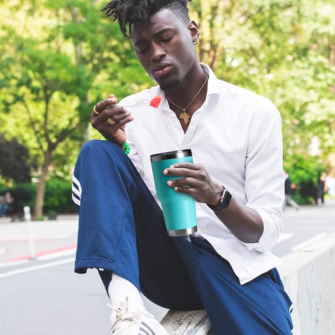 HASLE OUTFITTERS 30oz Stainless Steel Tumbler, Double Wall Vacuum Insulated Travel Mug Tumbler, Durable Insulated Coffee Mug, Gift Box Set (Light Green, 4)