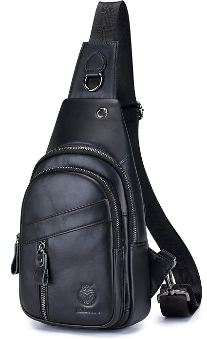 LUKZIJAES Genuine Leather Sling Bag for Men