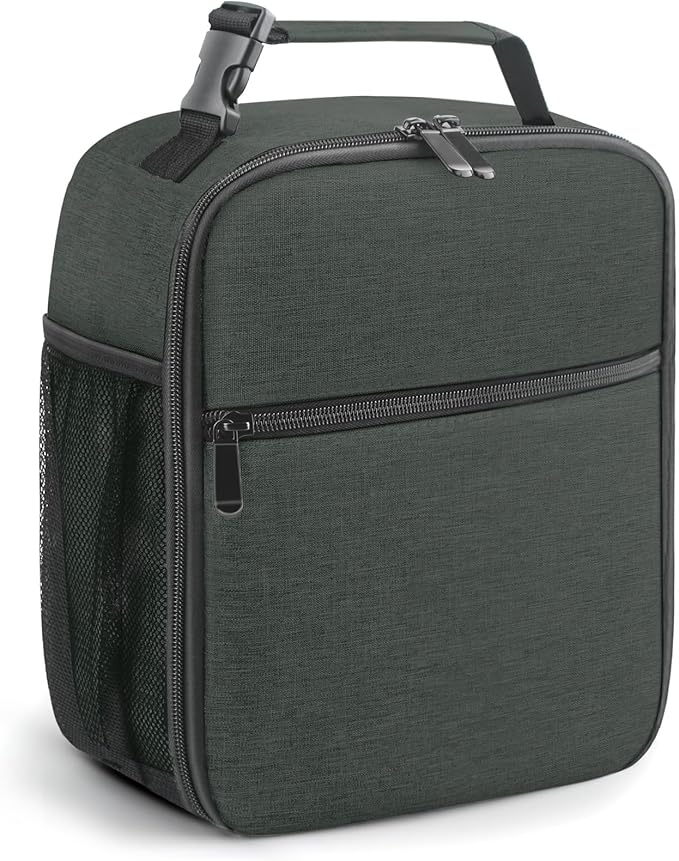 Lunch Bag for Men/Women, Reusable Lunchbox for Adult, Small Insulated Lunch box, Lunch Tote Bag for Office, Work, Picnic - Black