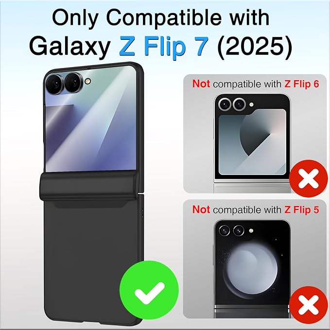 STORMTAL for Samsung Galaxy Z Flip 7 Case, Hinge Protection, Built-in Screen Protector, Wireless Charging, Shockproof, Slim Rugged Phone Protective Case for Galaxy Z Flip 7 Black