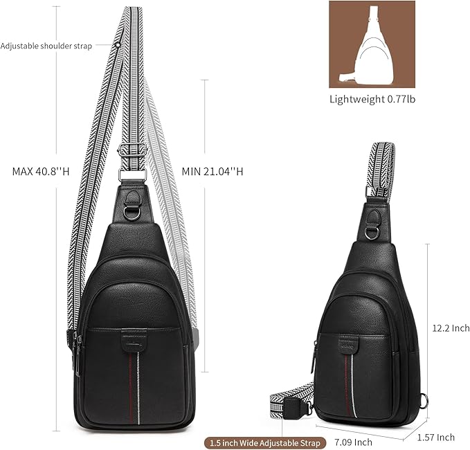 Womens Sling Bag Crossbody Bags for Women Vegan Leather Sling Backpack Daypack Fanny Pack Crossbody Purse Travel