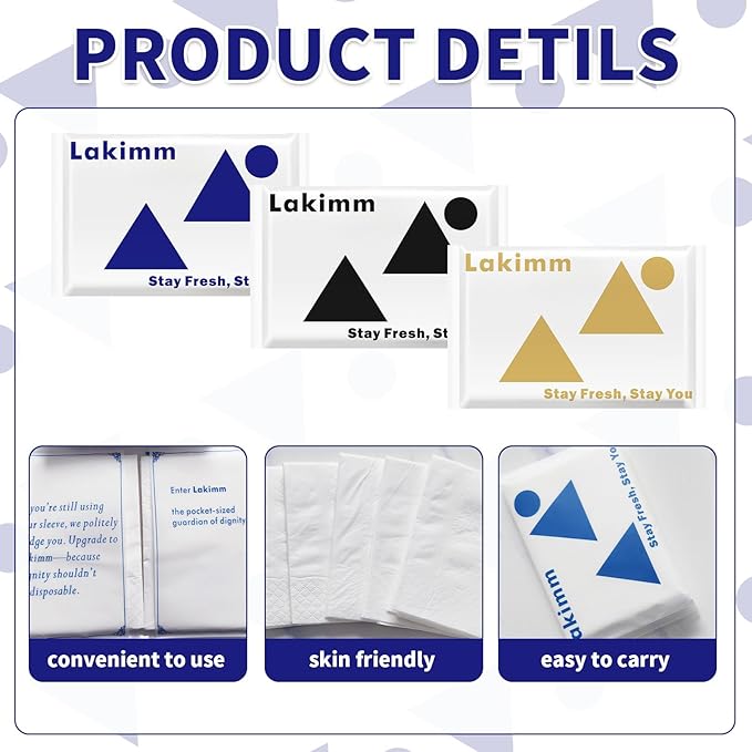 Travel Size Pocket Tissues, 50 Pack Slim Pack - 4 Ply Facial Tissues for On-the-Go & Gifts by lakimm