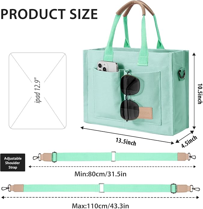 Tote Bags for Women Canvas Tote Purse Crossbody with Pockets Top Handle Shoulder Satchel Bag for Women