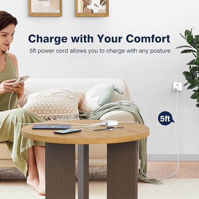 USB C Fast Charger Block, 100W 6 Ports Charging Station Hub for iPhone 16 15 14 13 Pro Max, iPad Pro Air Mini, Galaxy, for Air-pods 4, Pro 2, 25W PPS Type C Wall Charger with LED, 5ft Cord