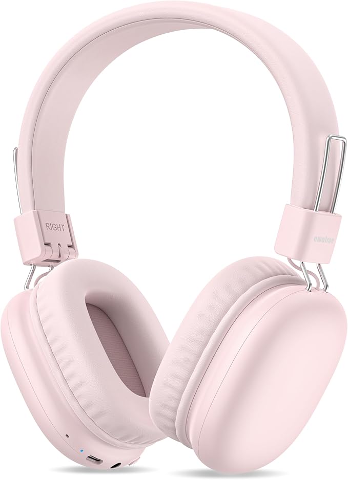 Kids Bluetooth Headphones, Over-Ear Wireless Headphones with Microphone, Safe-Volume 85dBA, Bluetooth 5.4, Foldable Lightweight and Comfortable, 50H Playtime, USB-C Charging, Pink