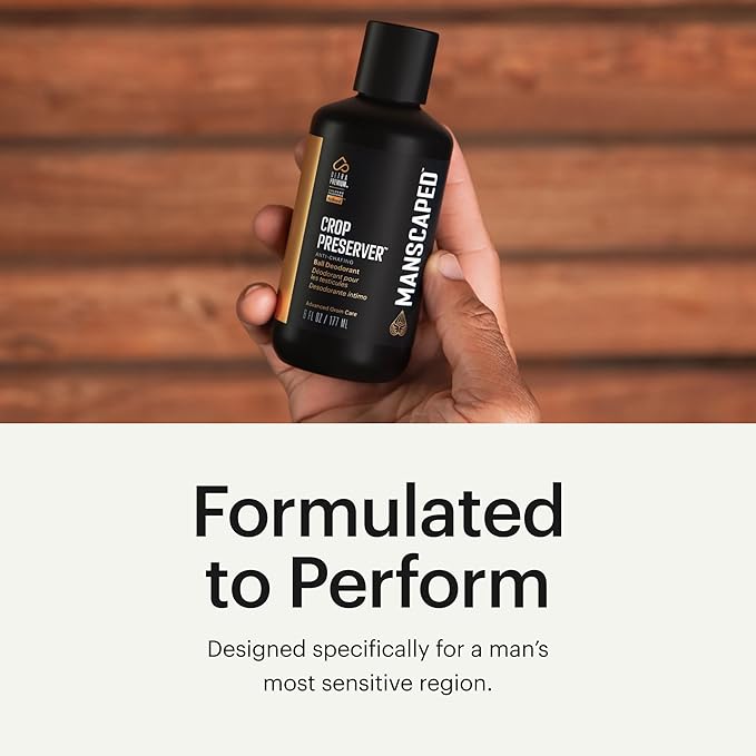 MANSCAPED® The Crop Preserver®, Men's Ball Deodorant, Male Care Hygiene Moisturizer, Anti-Chafing Groin Protection with Cooling Aloe Vera, Refined® Scent, 4oz (2-Pack)