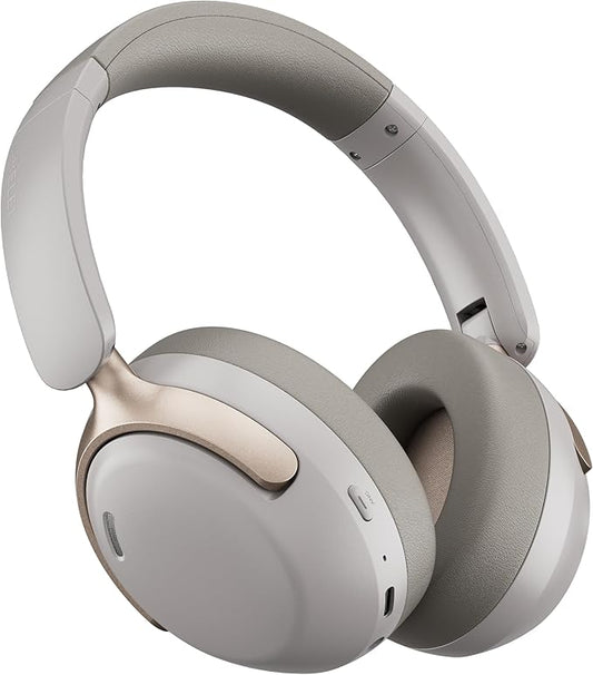 LORELEI QC30 Hybrid Active Noise Cancelling Headphones, 60H Playtime, Built-in Mic, Wireless Over Ear Headsets with Case,Bluetooth 5.4,Deep Bass Comfort Fit Soft-Earpads Fast Charging -Dunes Grey