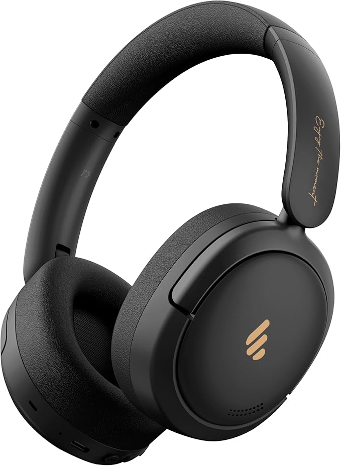 Atom Max - Hybrid Active Noise Cancelling Headphones, Hi-Res Audio, Wireless Over-Ear, Foldable, 45H Playtime, Fast Charging, Customize via an App, Bluetooth v5.4, ANC Headphones, Black