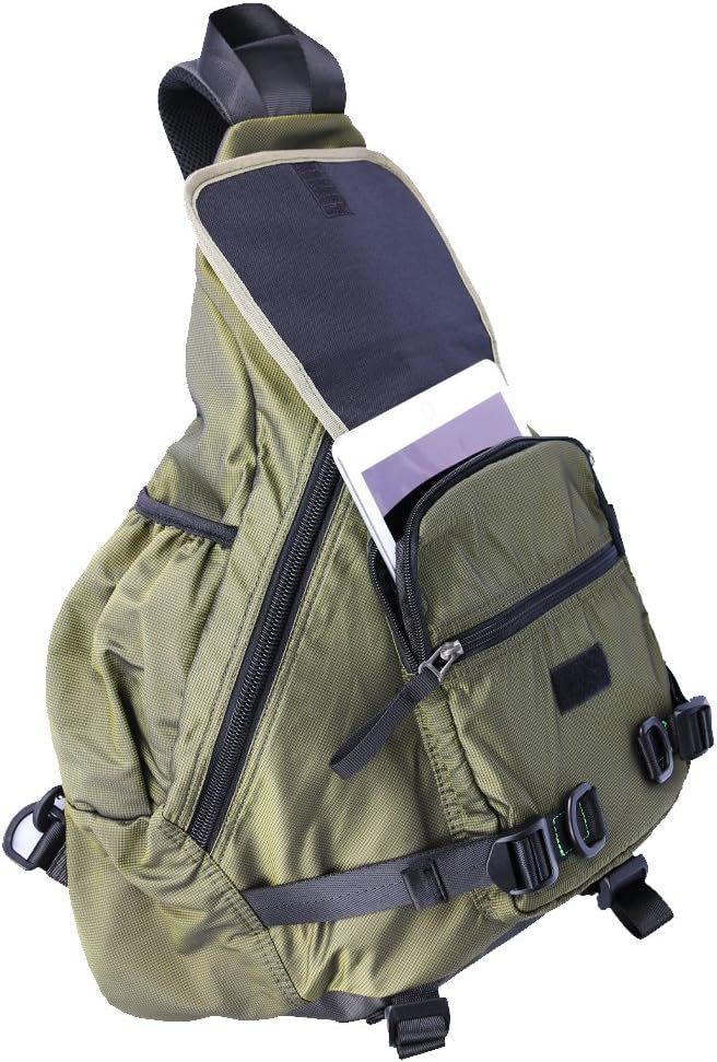Large Sling Bag Laptop Backpack Cross Body Messenger Bag Shoulder Travel Rucksack (A-Green)