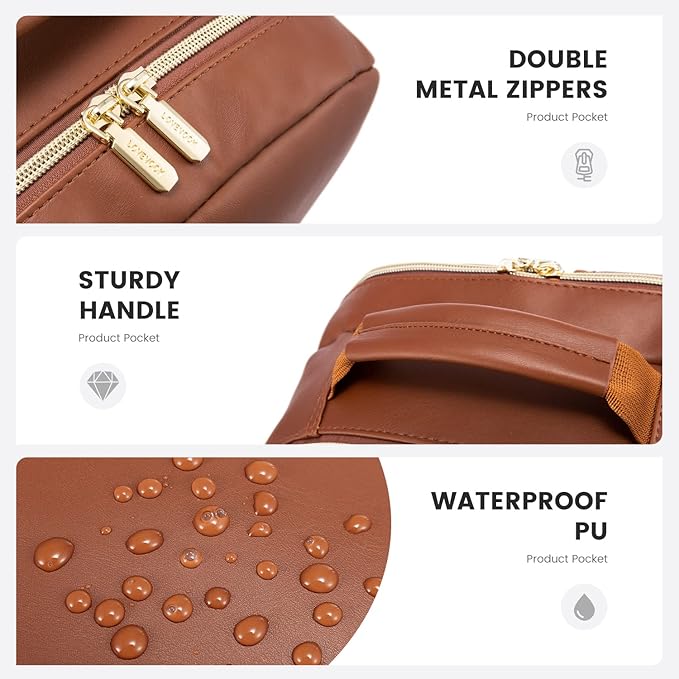 LOVEVOOK Laptop Backpack Purse for Women, Large Capacity Travel Computer Work Bag, Faux PU Leather Quilted Casual Nurse Backpack for Womens, Fit 15.6 Inch Laptop with USB Port, Brown