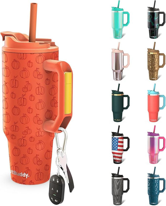 Frost Buddy Thicc Buddy - 50 oz Stainless Steel Vacuum Insulated Tumbler with Lid and Straw for Water - Travel Mug Cupholder Friendly - Gifts for Women Men Him Her (Pumpkin Patch)