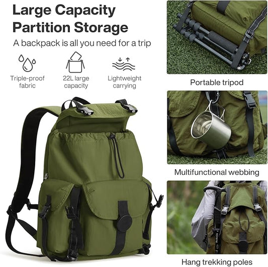 mixi Travel Backpack for Women Men, 18 Inch Carry On Laptop Backpack Flight Approved fits 16'' Laptop, Lightweight Waterproof Hiking Backpack Travel Outdoor Business Casual Daypack, Jungle Green