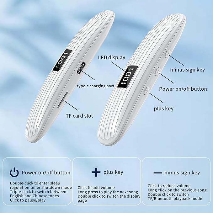 ByteWave Bone Conduction Pillow Speaker, Bluetooth 5.3 Under Pillow Speaker for Sleeping with LED Display, TF Card & Auto-Off, Ultra-Thin Wireless Bed Sound Pad Headphones for Side Sleepers