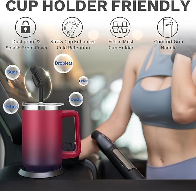 BENZZO Tumbler with Lid and Straw 40oz Stainless Steel Tumblers with Protective Boot & Double Threaded Cap, Thermal Travel Coffee Mug Flask Keeps Cold-34 Hrs for Gym Office, Car Cupholder Friendly
