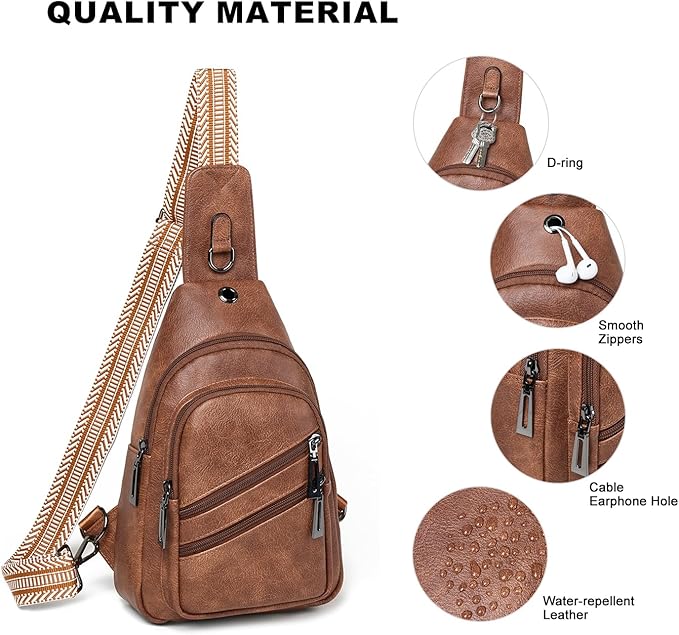 Sling Bag for Women Crossbody Purse Leather Crossbody Bag Fanny Pack Chest Pack for Travel Everyday Vacation