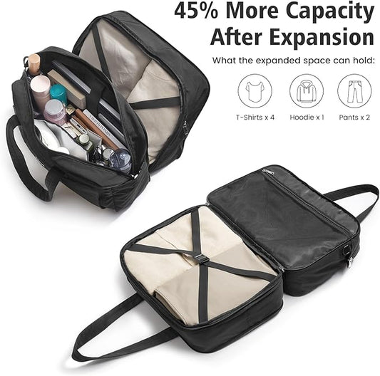 G4Free Expandable Duffle Bag for Travel Weekender Overnight Carry On Tote Duffel Bags for Men Women (Black)