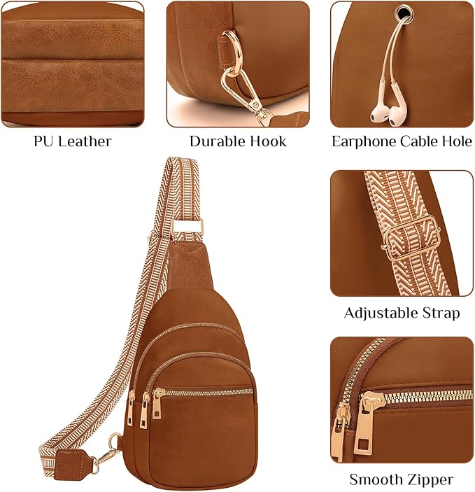 Small Leather Sling Bags for Women Fashion Crossbody Backpack Purse Sling Crossbody Bags