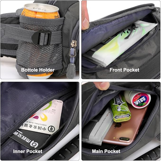 Entchin Fanny Pack for Women Men,Crossbody Belt Bag with 4-Zipper Pockets,Adjustable Waist Bag Pack,One of the Most Popular Travel Essential Gifts for Walking,Traveling,Cycling