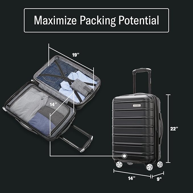 Samsonite Omni 2 Carry-On Hardside Luggage with 360° Spinner Wheels - Scratch Resistant Hardshell - TSA, Airline-Approved - Expandable Polycarbonate Shell for Lightweight Travel - Rose Gold