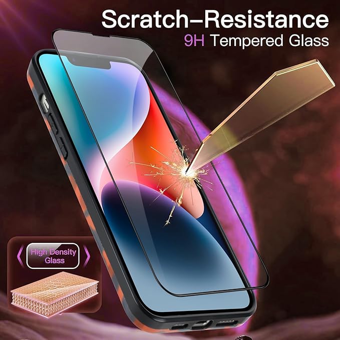 Phone Case for iPhone 14 Case Rusty Tortoiseshell Print TPU Slim Phone Cover for Women Girls Grily Brown Shockproof Phone Cover for iPhone 14, Tortoise Print