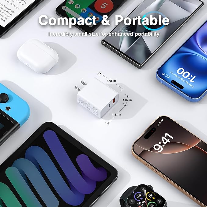 USB C Wall Charging Block, [3Pack] Multiport Fast Charge Power Brick Cube for iPhone, iPad, iPod, Samsung Galaxy, Motorola, Moto, PS5, Huawei, HTC, LG, Nokia, 20W PD Quick Charge USBC Box Wall Plug