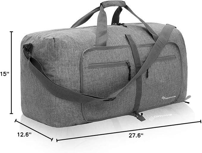 Dimayar 85L Travel Duffle Bag for Men Women - Foldable Duffel Bag with Shoes Compartment - Overnight Bags Waterproof & Tear Resistant(Gray)