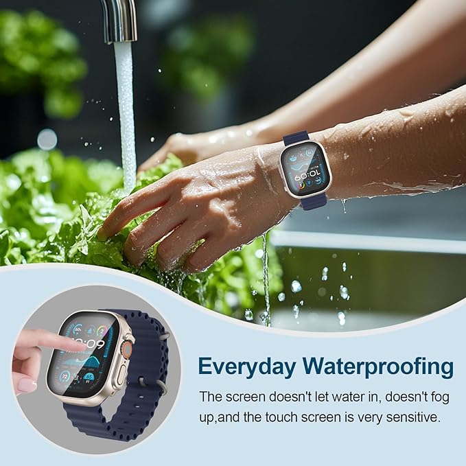2 in 1 Waterproof Case for Apple Watch Screen Protector Ultra 1/2 Ultra 3(2025) 49mm with Tempered Glass [Overal Protective] Ultra-Thin PC Bumper Cover Compatible iWatch Accessories