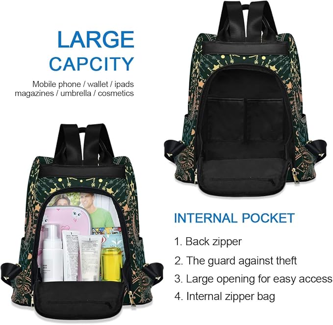 ALAZA Moon & Star Alchemy Magical Backpack Purse for Women Anti Theft Fashion Back Pack Shoulder Bag