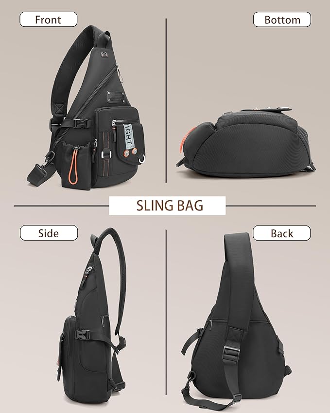 Large Sling Backpack, Sling Chest Bag Shoulder Crossbody Daypacks Fits 14.1-Inch Laptop for Travel Outdoor Men Women