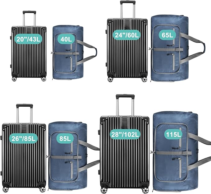 Dimayar Travel Duffle Bag for Men Women - Foldable Duffel Bag with Shoes Compartment - Overnight Bags Waterproof & Tear Resistant(85L,Dark Blue)