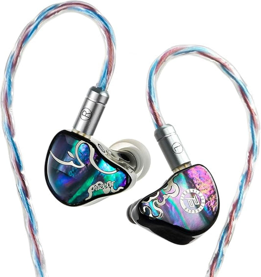 HiFiGo IEMs Juzear x Z Review Defiant in Ear Monitors, 1DD +3BA Hybrid Drivers IEM, HiFi Wired Earbuds, Gaming Earbuds with 3.5/4.4mm Detachable Cable for Musician Audiophile Gamer (Rainbow)